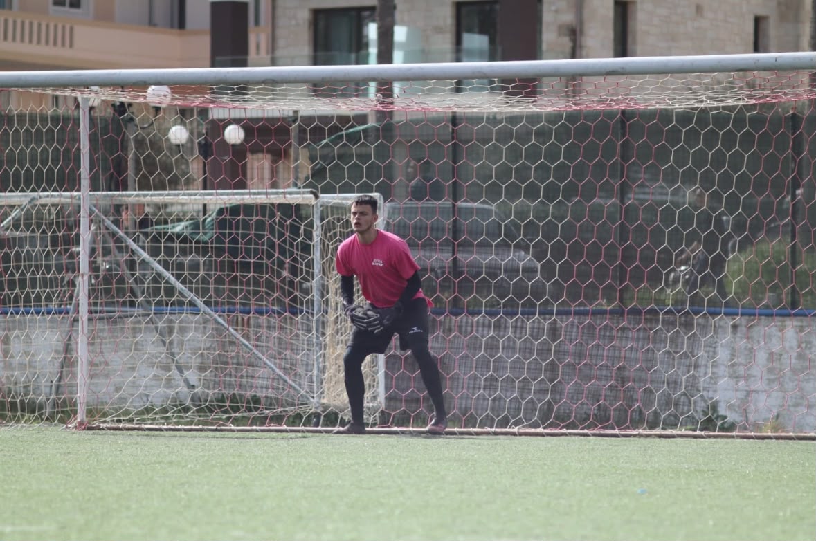 Andreas ready in goal during a match